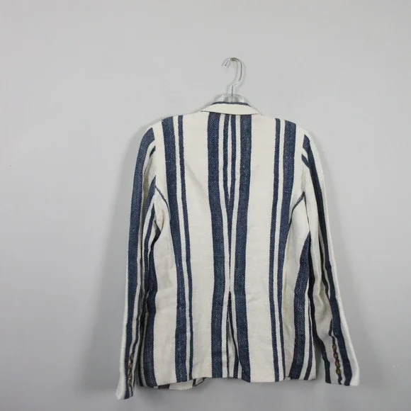 Smythe Women's Duchess 100% Linen *Stain Striped Blazer Nautical Size 12 - Picture 15 of 16